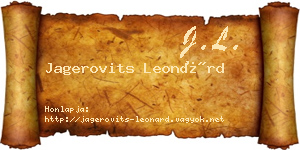 Jagerovits Leonárd névjegykártya